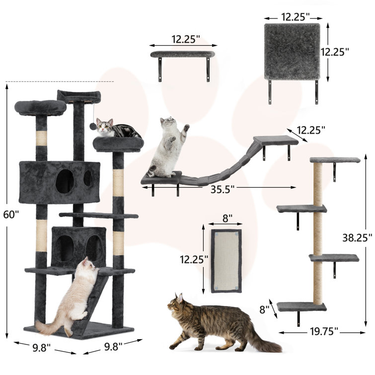 Degollado 6Pcs Cat Tree Set Wall Mounted Cat Toys